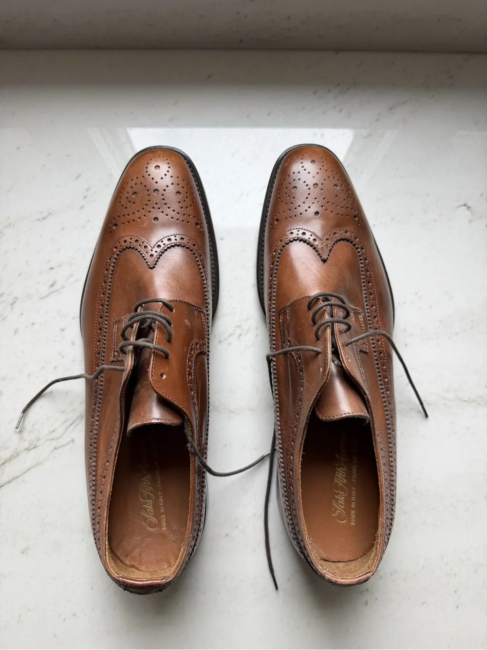 Saks Fifth Avenue Cuoio Italian Leather Wingtip Brogue Dress Shoes – Size 12